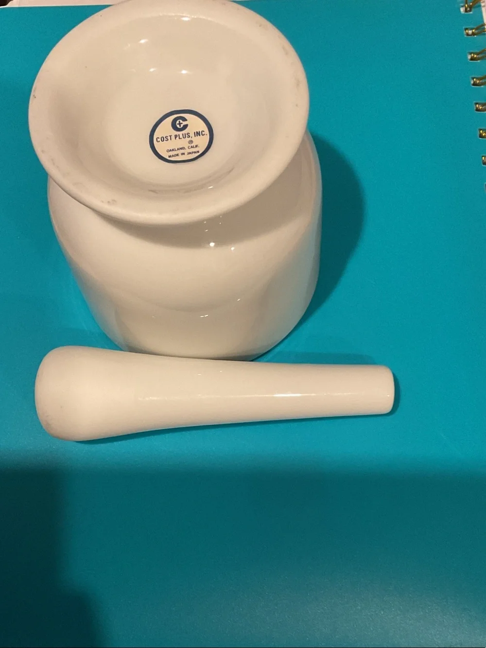 Cost Plus World Market White Ceramic Mortar and Pestle made in Japan